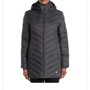 Spyder Women's Gray Hooded puffer Jacket